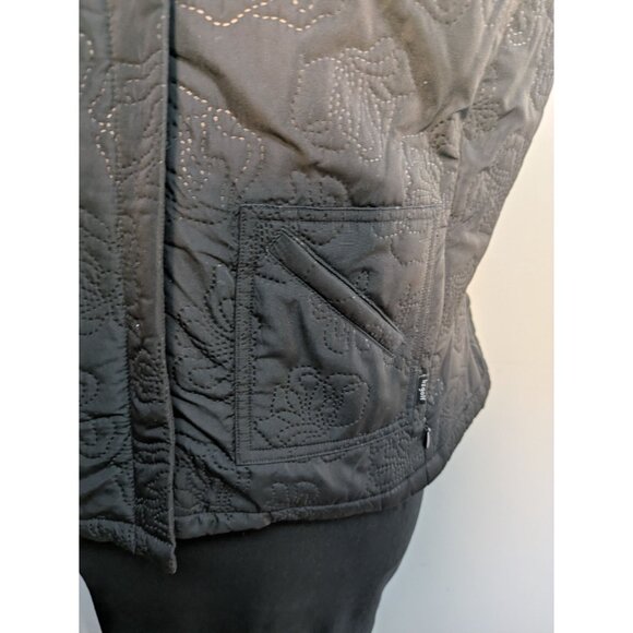 LizGolf Quilted Black Floral Embroidered Vest With Zip Pockets & Collar, Size L - Picture 4 of 9